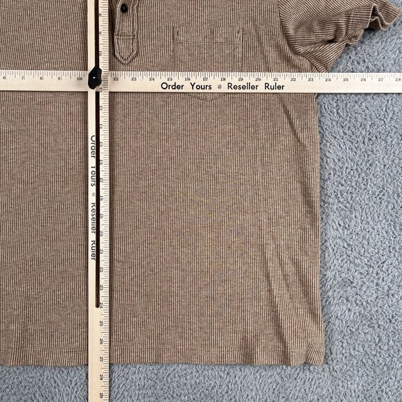 Polo Ralph Lauren Mens 100% Pima Cotton Tan Houndstooth Polo Shirt Sz XL - Picture 4 of 4